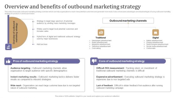 Overview And Benefits Of Outbound Marketing Strategy Brochure PDF Overview And Benefits Of Outbound Marketing Strategy Brochure PDF