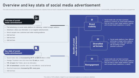 Overview And Key Stats Of Social Media Advertisement Diagrams PDF