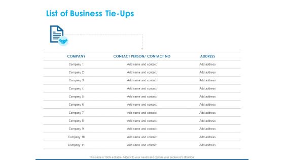 Overview Healthcare Business Management List Of Business Tie Ups Formats PDF