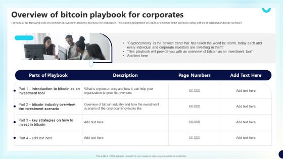 Overview Of Bitcoin Playbook For Corporates Decentralized Fund Investment Playbook Clipart PDF