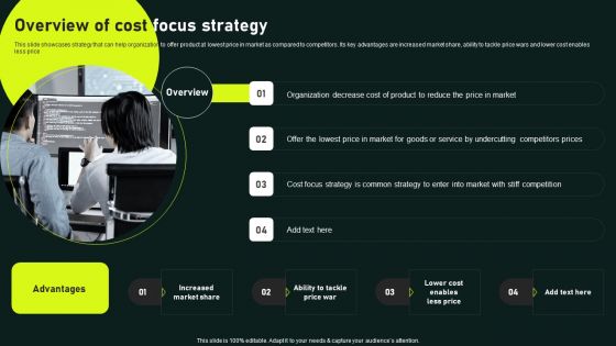 Overview Of Cost Focus Strategy Gaining Competitive Advantage And Capturing Portrait PDF