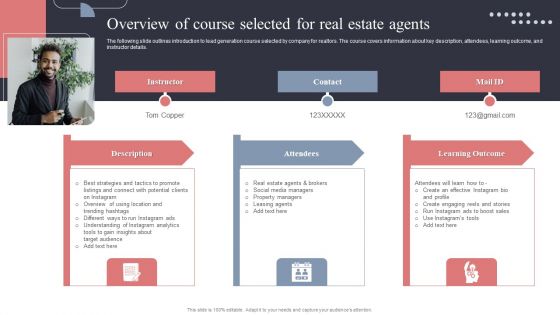 Overview Of Course Selected For Real Estate Agents Brochure PDF