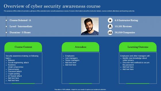 Overview Of Cyber Security Awareness Course Brochure PDF