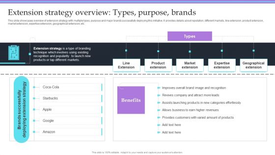 Overview Of Extension Technique Extension Strategy Overview Types Purpose Brands Pictures PDF