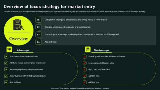 Overview Of Focus Strategy For Market Entry Gaining Competitive Advantage And Capturing Infographics PDF