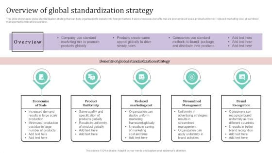 Overview Of Global Standardization Strategy Ppt PowerPoint Presentation File Portfolio PDF