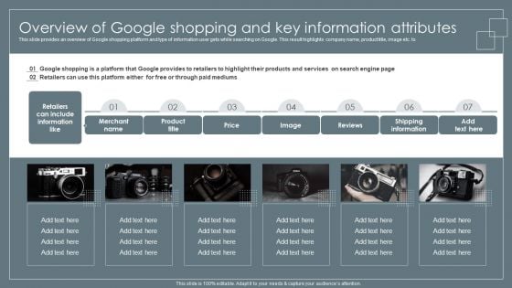 Overview Of Google Shopping And Key Information Attributes Retail Business Growth Marketing Techniques Summary PDF