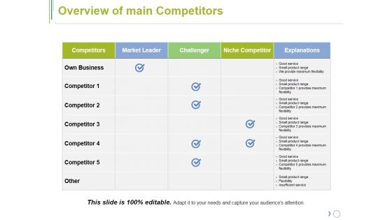 Overview Of Main Competitors Ppt PowerPoint Presentation Model Visuals