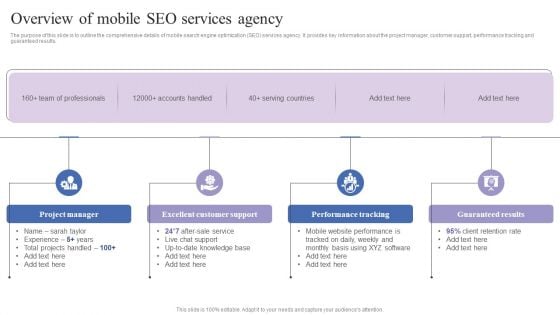 Overview Of Mobile Seo Services Agency Mobile Search Engine Optimization Guide Formats PDF