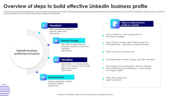 Overview Of Steps To Build Effective Linkedin Business Profile Topics PDF