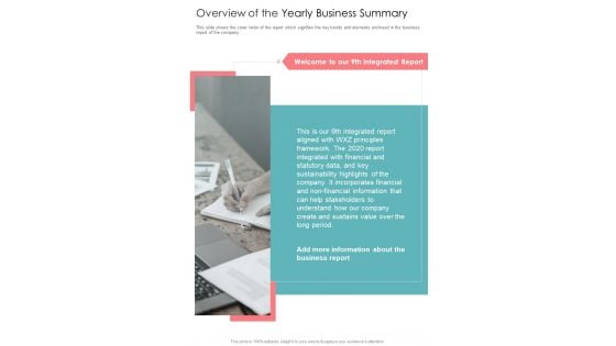 Overview Of The Yearly Business Summary One Pager Documents