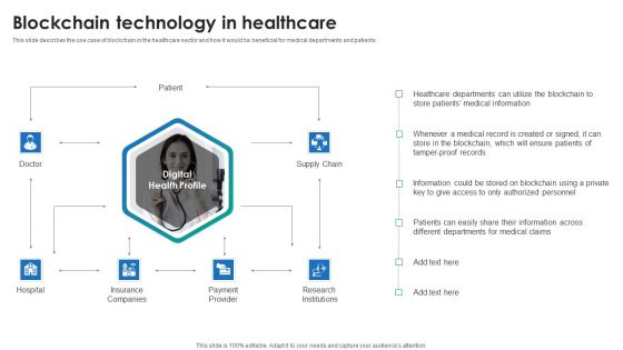 P2P Ledger Blockchain Technology In Healthcare Mockup PDF