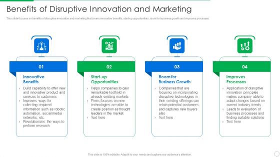 PLM Execution In Company Benefits Of Disruptive Innovation And Marketing Diagrams PDF