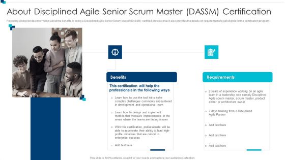 PMI Agile Certification Program IT About Disciplined Agile Senior Scrum Master DASSM Certification Designs PDF