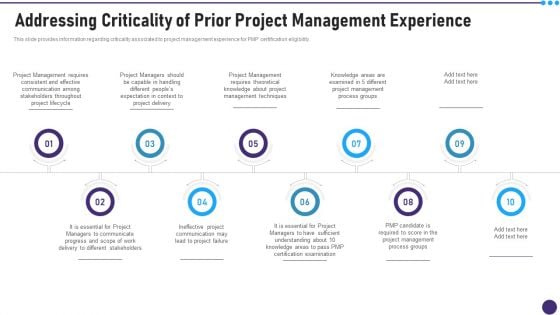 PMP Acceptability Benchmarks IT Addressing Criticality Of Prior Project Management Experience Infographics PDF PMP Acceptability Benchmarks IT Addressing Criticality Of Prior Project Management Experience Infographics PDF