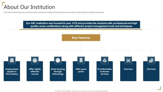 PMP Certification About Our Institution Ppt Infographic Template Ideas PDF PMP Certification About Our Institution Ppt Infographic Template Ideas PDF