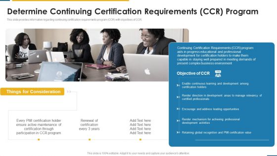 PMP Certification Criteria IT Determine Continuing Certification Requirements CCR Program Ppt Pictures Sample PDF