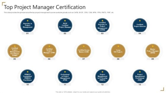 PMP Certification Top Project Manager Certification Ppt Outline Diagrams PDF