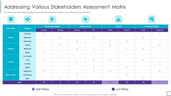 PMP Success Factors IT Addressing Various Stakeholders Assessment Matrix Structure PDF