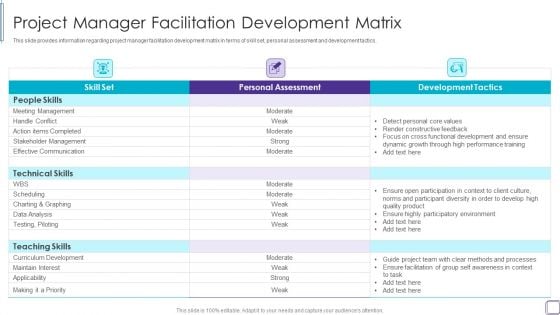 PMP Success Factors IT Project Manager Facilitation Development Matrix Formats PDF