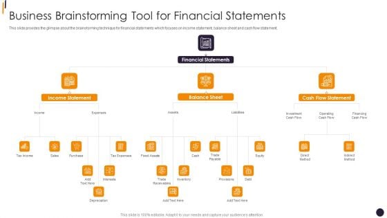 PMP Tools Business Brainstorming Tool For Financial Statements Inspiration PDF