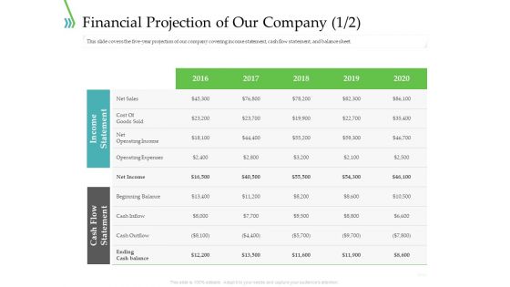 POS For Retail Transaction Financial Projection Of Our Company Net Portrait PDF