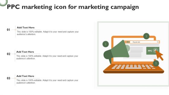 PPC Marketing Icon For Marketing Campaign Brochure PDF