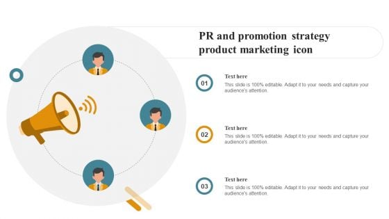 PR And Promotion Strategy Product Marketing Icon Template PDF