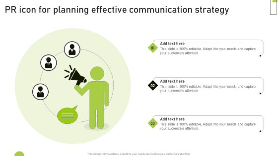 PR Icon For Planning Effective Communication Strategy Portrait PDF