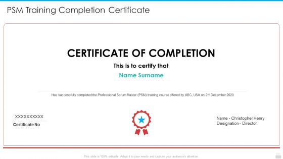 PSM Training Completion Certificate Diagrams PDF