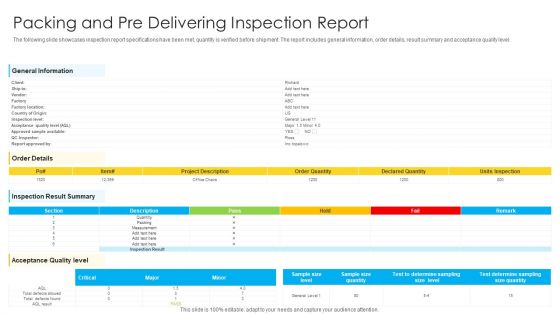 Packing And Pre Delivering Inspection Report Clipart PDF