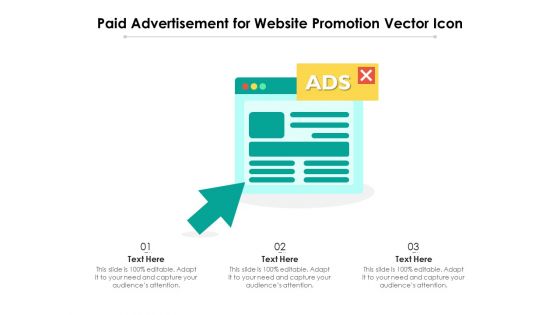 Paid Advertisement For Website Promotion Vector Icon Ppt PowerPoint Presentation File Skills PDF