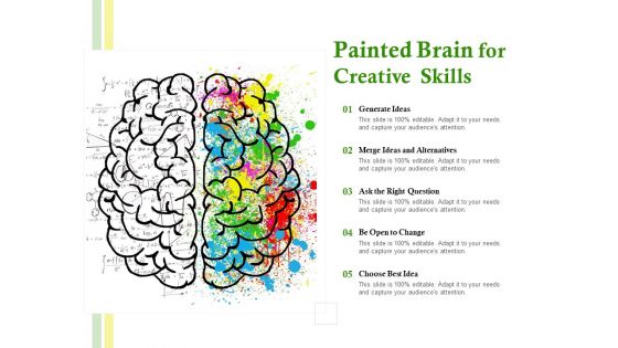 Painted Brain For Creative Skills Ppt PowerPoint Presentation Outline Portfolio