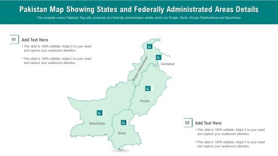 Pakistan Map Showing States And Federally Administrated Areas Details PowerPoint Presentation Ppt Template PDF