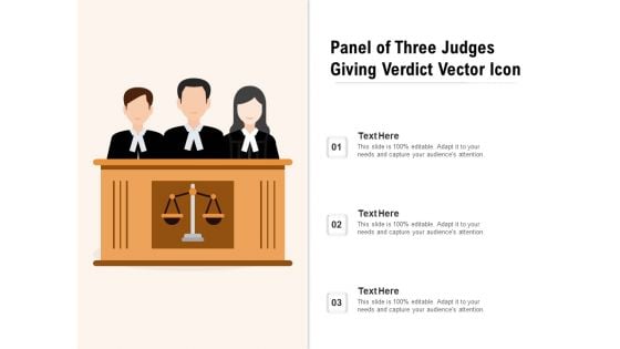 Panel Of Three Judges Giving Verdict Vector Icon Ppt PowerPoint Presentation File Layout PDF