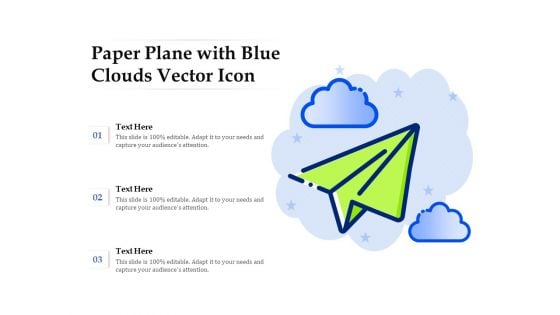 Paper Plane With Blue Clouds Vector Icon Ppt PowerPoint Presentation Pictures Template PDF