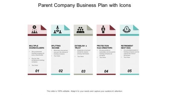 Parent Company Business Plan With Icons Ppt PowerPoint Presentation Summary Graphics Template