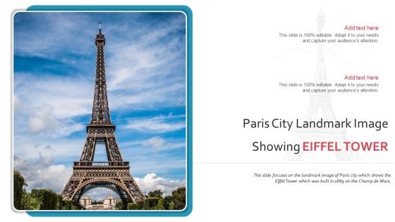 Paris City Landmark Image Showing Eiffel Tower PowerPoint Presentation Ppt Template PDF