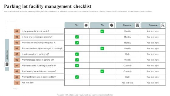 Parking Lot Facility Management Checklist Pictures PDF