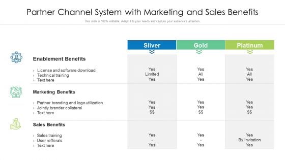 Partner Channel System With Marketing And Sales Benefits Ppt Summary Icons PDF