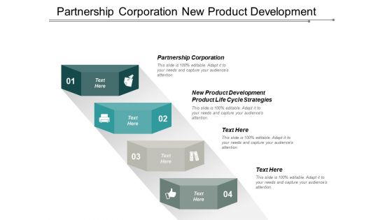 Partnership Corporation New Product Development Product Life Cycle Strategies Ppt PowerPoint Presentation Ideas Influencers