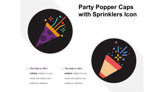 Party Popper Caps With Sprinklers Icon Ppt PowerPoint Presentation Gallery Examples PDF