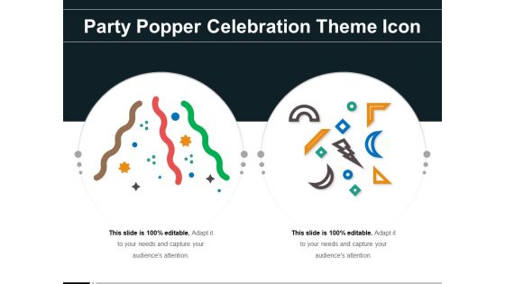 Party Popper Celebration Theme Icon Ppt PowerPoint Presentation File Background Designs PDF