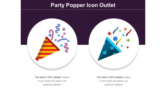 Party Popper Icon Outlet Ppt PowerPoint Presentation Gallery Objects PDF