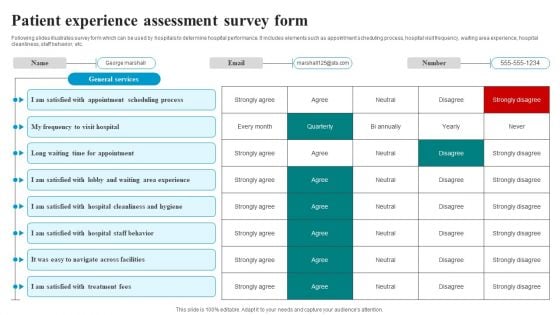 Patient Experience Assessment Survey Form Survey SS