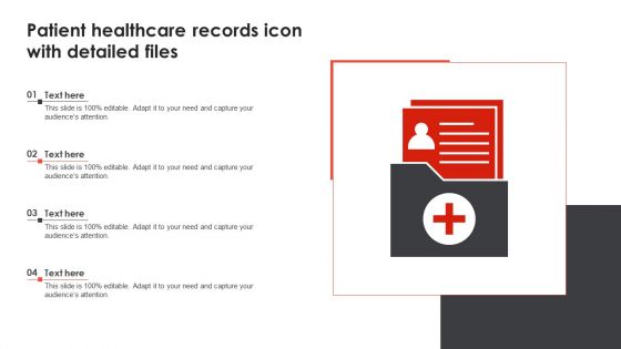 Patient Healthcare Records Icon With Detailed Files Demonstration PDF