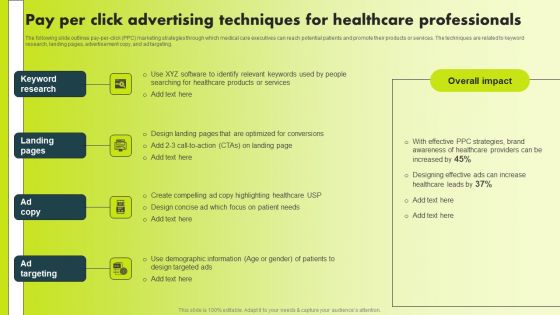 Pay Per Click Advertising Techniques For Healthcare Professionals Designs PDF