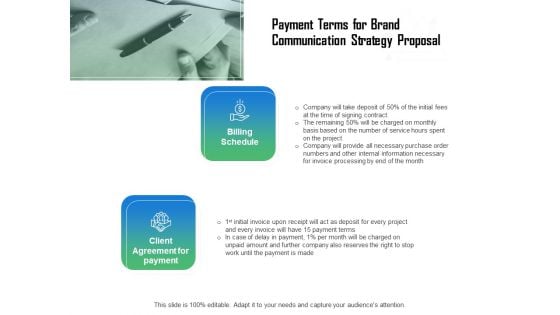 Payment Terms For Brand Communication Strategy Proposal Ppt Gallery Templates PDF