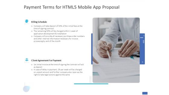 Payment Terms For HTML5 Mobile App Proposal Ppt PowerPoint Presentation Show Topics PDF