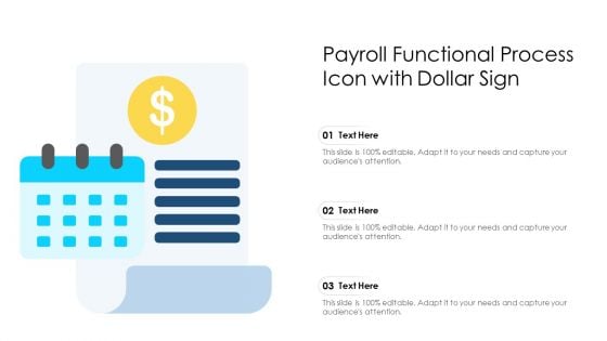 Payroll Functional Process Icon With Dollar Sign Ppt Ideas Model PDF